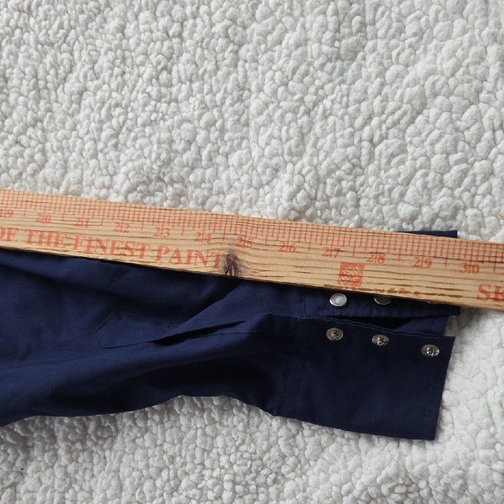Men's Navy Western Shirt with Red Embroidery Medium Vintage - Picture 12 of 14